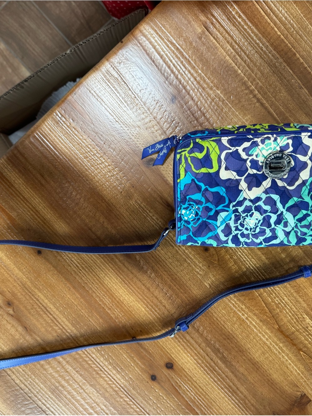Vera Bradley Blue Green Floral Quilted Crossbody Wristlet